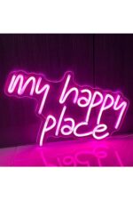 My Happy Place Neon Tabela Neon Yazı Dekoratif Aydınlatma