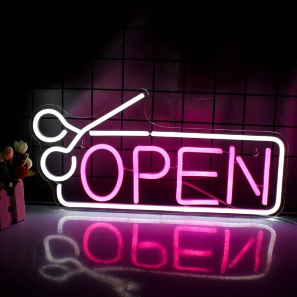 Open-açık Berber-kuaför Tabelası Neon Tabela Neon Yazı Dekoratif Aydınlatma
