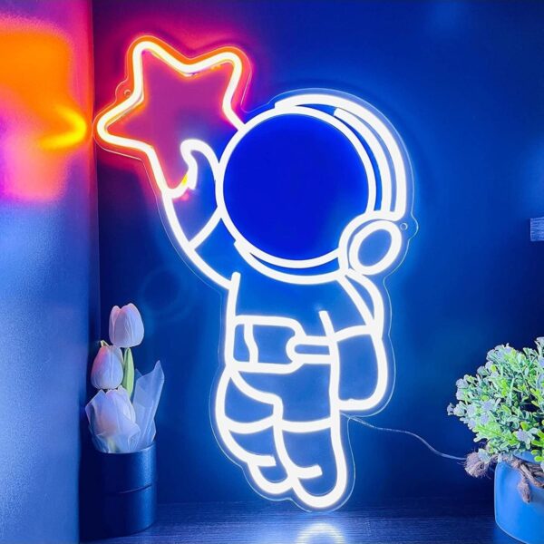 Astronot & Yıldız Neon Tabela Neon Yazı Dekoratif Aydınlatma