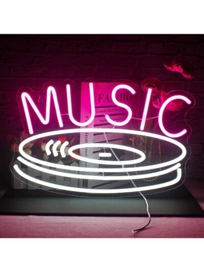 Müzik - Plak Neon Tabela Neon Yazı Dekoratif Aydınlatma