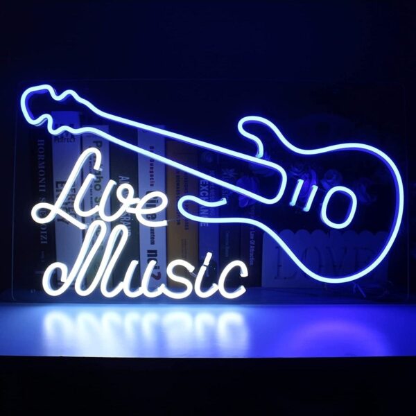 Live Music-canlı Müzik Neon Tabela Neon Yazı Dekoratif Aydınlatma
