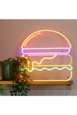 Hamburger Neon Tabela Neon Yazı Dekoratif Aydınlatma Ve Gece Lambası