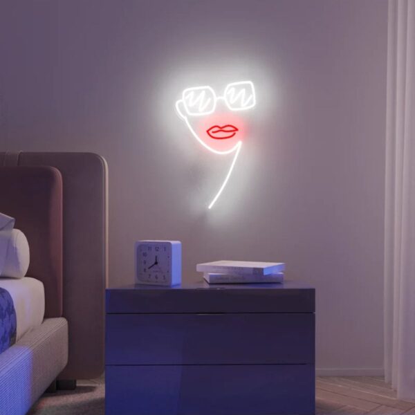 Kadın Gözlük Neon Tabela Neon Yazı Dekoratif Aydınlatma Ve Gece Lambası