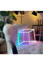 Küp Kare Neon Tabela Neon Yazı Dekoratif Aydınlatma Ve Gece Lambası