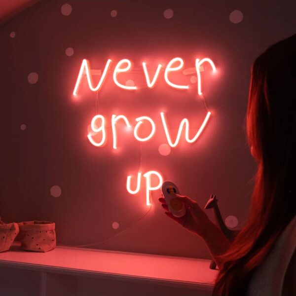 Never Grow Up Neon Tabela Neon Yazı Dekoratif Aydınlatma Ve Gece Lambası