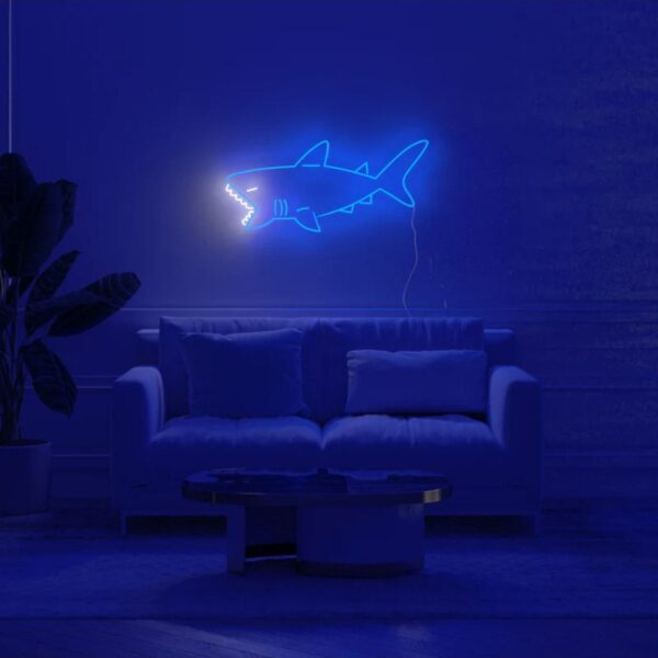 Köpekbalığı Shark Neon Tabela Neon Yazı Dekoratif Aydınlatma Ve Gece Lambası