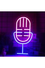 Mikrofon Neon Tabela Neon Yazı Dekoratif Aydınlatma Ve Gece Lambası
