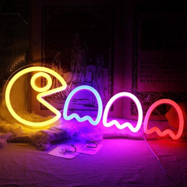 Pacman Neon Tabela Neon Yazı Dekoratif Aydınlatma Ve Gece Lambası