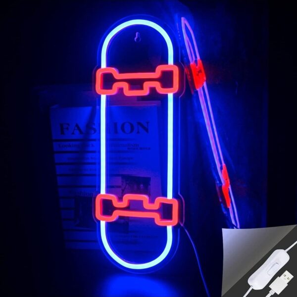 Kaykay Skateboard Neon Tabela Neon Yazı Dekoratif Aydınlatma Ve Gece Lambası