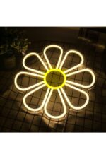 Papatya Çiçek Neon Tabela Neon Yazı Dekoratif Aydınlatma Ve Gece Lambası