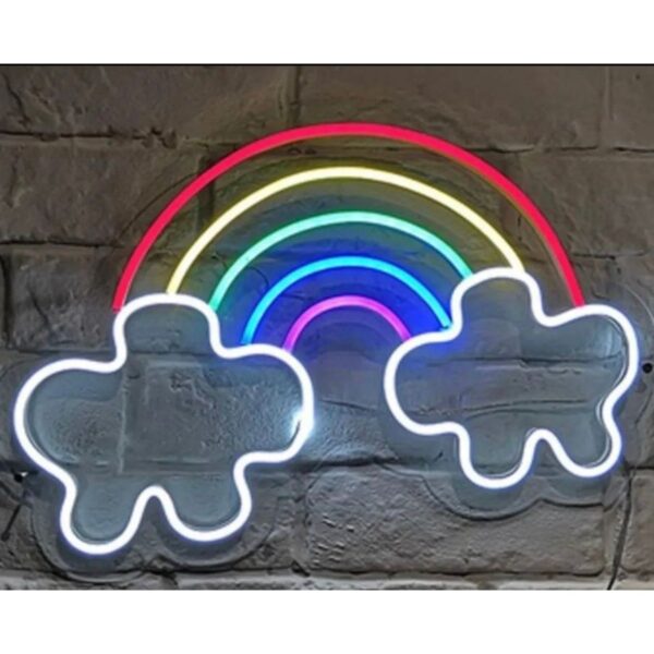 Gökkuşağı Ve Bulut Neon Led Işık