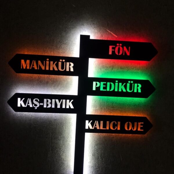 Kuaför Led Işıklı Tablo-manikür-pedikür-oje