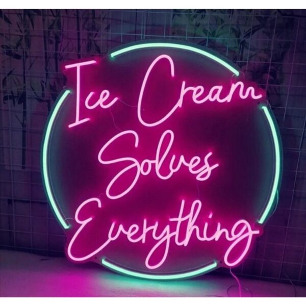 En Güzel Günde Ice Cream Solves Everythıng -neon Led Dekoratif Duvar Yazısı Tabelası Aydınlatması