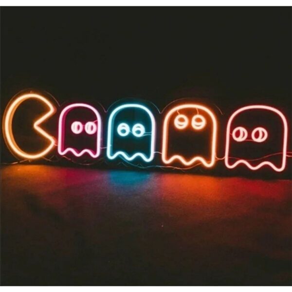 Pac-man -neon Led Dekoratif Duvar Yazısı Tabelası Aydınlatması Gece Lambası Smc-1040