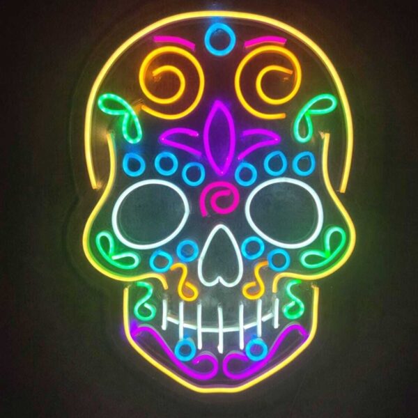 Kurukafa Neon Led Tasarım Kafe Neon Dekoratif Neon Renkli Neon Tabela Iskelet Neon