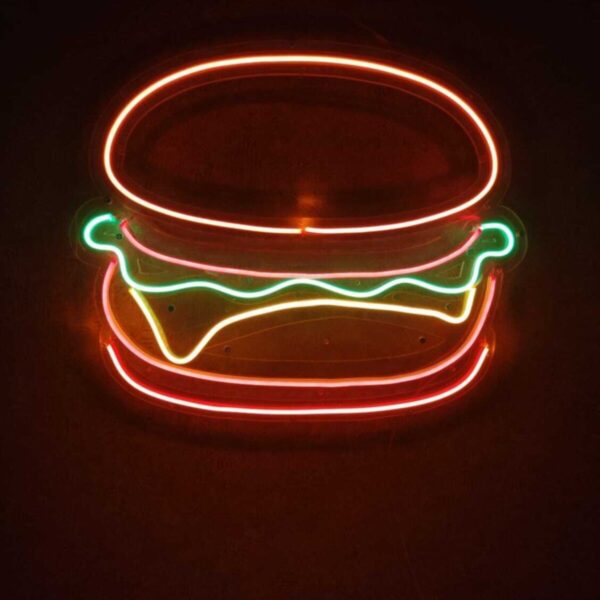 Hamburger Neon Led Burger Tabela Neon Duvar Dekorasyonu