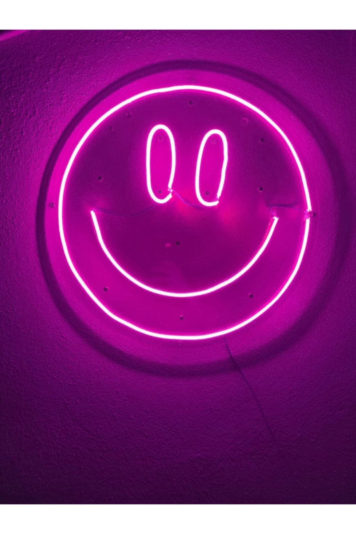 1_org_zoom Gülenyüz Neon Emoji Smile Neon Led Dekoratif Duvar Aydınlatması Neon Duvar Yazısı 30x30cm - Görsel 1