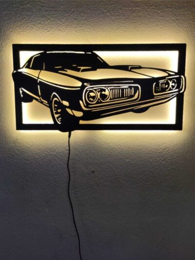 Dodge Charger 1970 Nostalji Araba Led Işıklı Ahşap Tablo