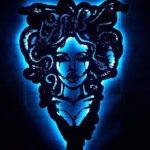 Medusa Ledli Duvar Süsü Mdf Tablo Duvar Aksesuarı Ahşap Tablo