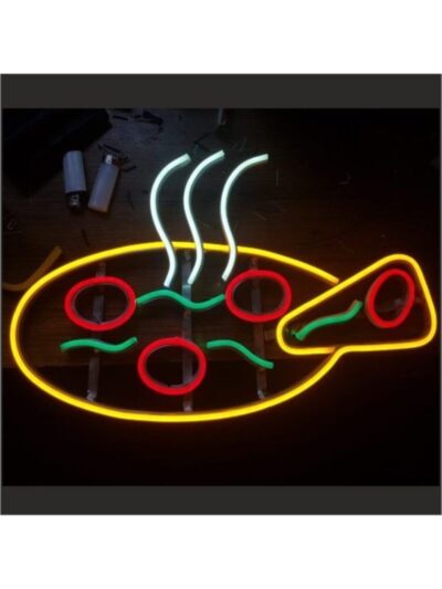 Dekoratif Neon Pizza Figürü Soft Neon Led