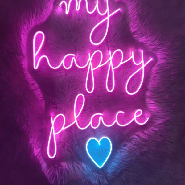 My Happy Place Yazı Neon Led Tabela(70x50cm)