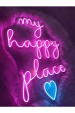 My Happy Place Yazı Neon Led Tabela(70x50cm) - Görsel 2