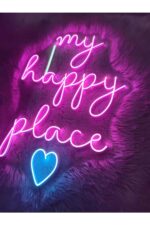 My Happy Place Yazı Neon Led Tabela(70x50cm) - Görsel 3