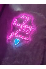 My Happy Place Yazı Neon Led Tabela(70x50cm) - Görsel 4
