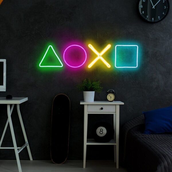 Play Station (50X15CM)-neon Led Dekoratif Duvar Aydınlatması