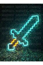 Elmas Kılıç Neon Led Dekoratif Duvar Aydınlatması  - game room - Görsel 4