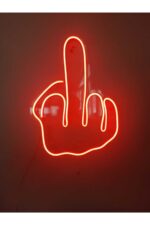 Middle Finger Neon Led Duvar Yazısı Dekoratif Işıklı Gece Lambası Duvar Süsü