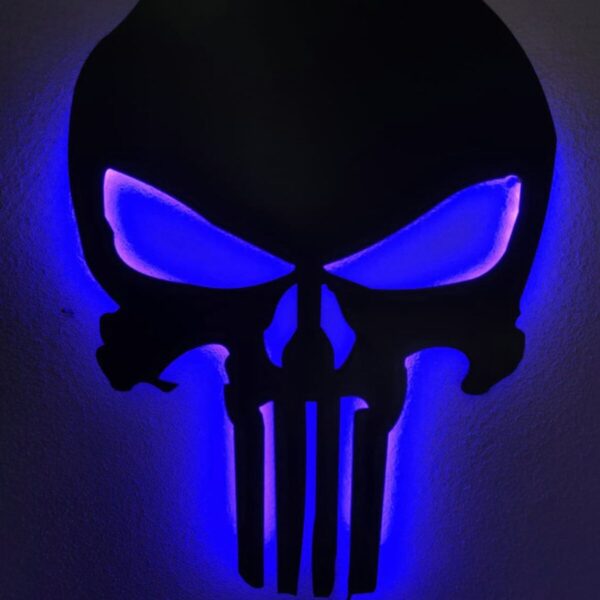 Punisher Mavi Led Işıklı Tablo 55x40