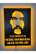 Barış Manço Dekoratif Led Işıklı Ahşap Tablo