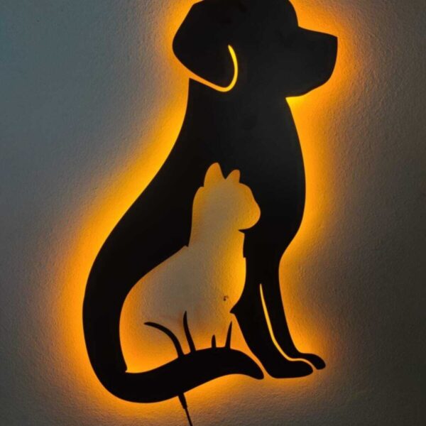 Köpek& Kedi Led Işıklı Tablo