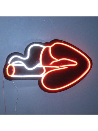 Neon Led Işıklı Sigaralı Dudak 25x45cm