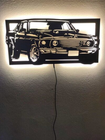 Mustang Led Işıklı Ahşap Tablo