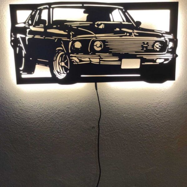 Mustang Led Işıklı Ahşap Tablo