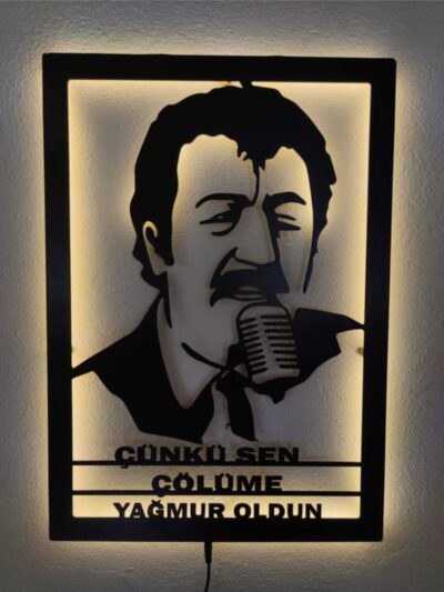 Müslüm Gürses Led Işıklı Ahşap Dekoratif Tablo