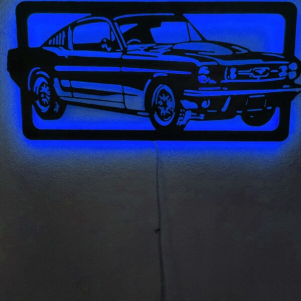Mustang Led Işıklı Ahşap Dekoratif Tablo