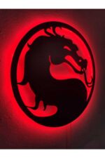 Mortal Kombat Ejderha Led Işıklı Ahşap Dekoratif Tablo - Görsel 2