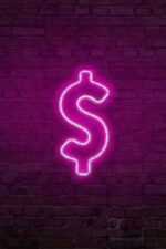 Dolar Logo Neon Duvar Dekoratif Aydınlatma Pembe