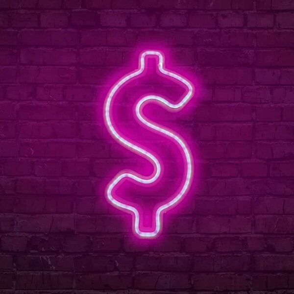 Dolar Logo Neon Duvar Dekoratif Aydınlatma Pembe