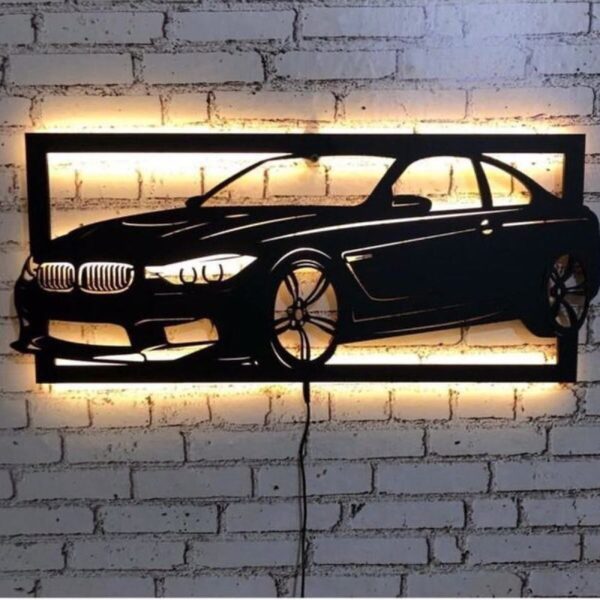 Bmw Ledli Duvar Süsü Mdf Tablo Duvar Aksesuarı Ahşap Tablo