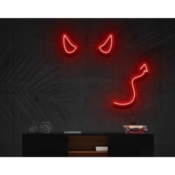 Neon Led Aydınlatma Devıl Gece Lambası Parti Süsü Işıklı Duvar Dekor