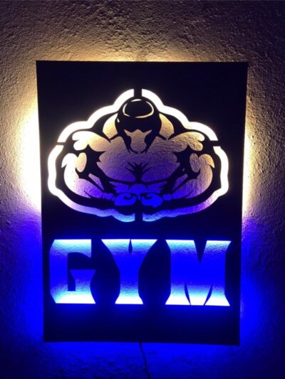 Gym Fitness Dekoratif Led Işıklı Ahşap Tablo
