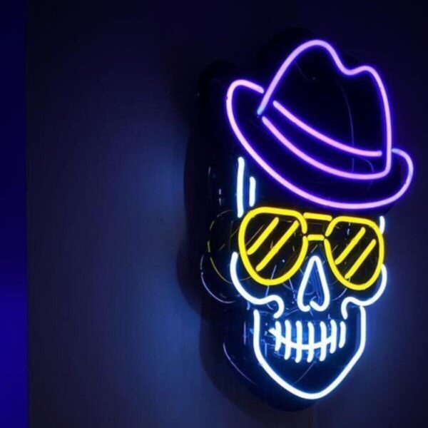 Neon Led Aydınlatma Skull Gece Lambası Parti Süsü Işıklı Duvar Dekor