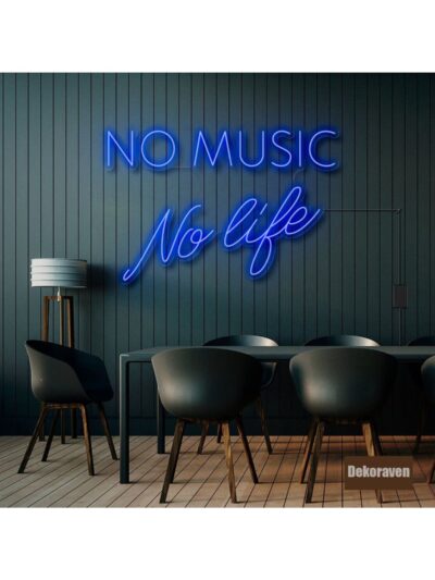 No Music No Life Neon Led Tabela Dekoratif Aydınlatma