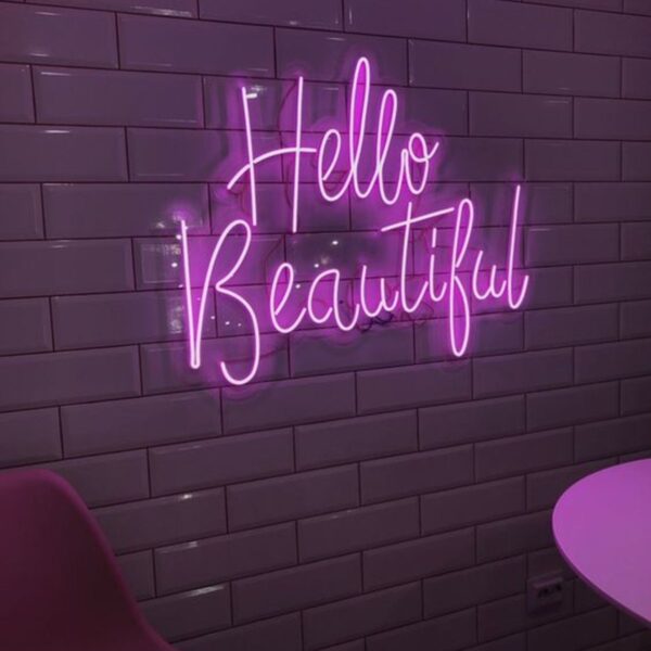 HELLO BEAUTİFUL NEON LED TABELA CAFE BAR İÇ MEKAN AYDINLATMA
