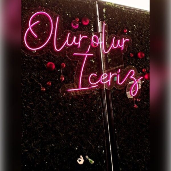 OLUR OLUR İÇERİZ NEON TABELA LED IŞIK CAFE BAR AYDINLATMA 50 X 50