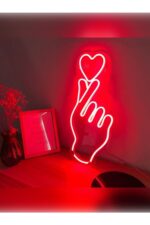 Masa Kalp Neon Led Aydınlatma Led Masa Aydınlatma Duvarada Monte Edilebilir 15 x 17 - Görsel 3